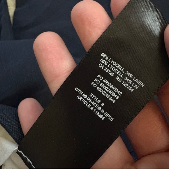 ARITZIA Effortless Linen Wide Leg Trouser Pants‎ In Dark Night Navy Size 14 NWT - Picture 7 of 10